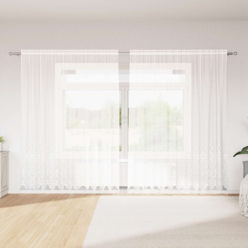  Čipkasta zavjesa sa zavjesama Bijelo 200 x 300 cm Poliester Cene