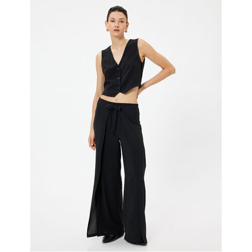 Koton Side Flap Detailed Wide Leg Trousers Tie-Up Aerobin Fabric Slike
