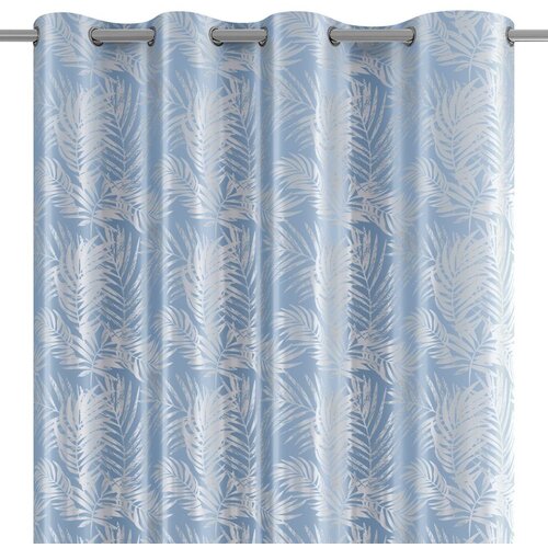 Curtain SILVERLEAVES color blue printed style glamor silver eyelets velvet 140x245 AmeliaHome Slike