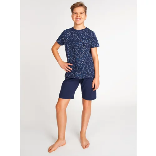 Yoclub Kids's Boys' Short Cotton Pyjamas PIA-0036C-A110 Navy Blue