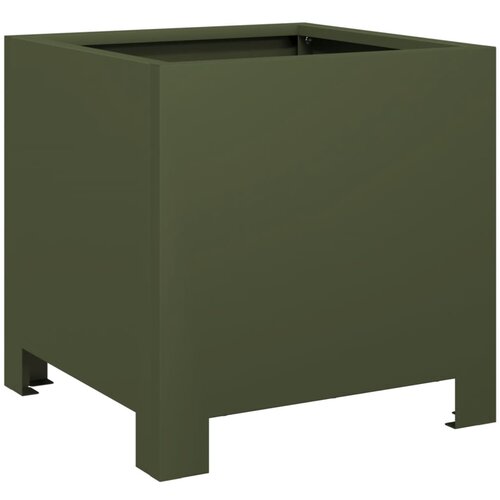 Maison Chic Vrtno korito - Greda - Cvetlični Lonec olivno zelena 30x30x30 cm jeklo, (21789530) Slike