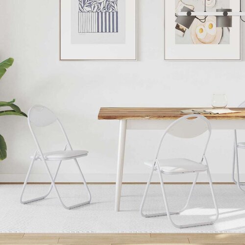  Zložljiva stolica 2 pcs Bela 48 x 43,5 x 81 cm Umjetno usnje, (5000296788) Cene