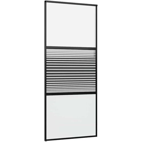 VidaXL Drsna vrata Črna 90 x 205 cm Kaljeno steklo in aluminij Slike