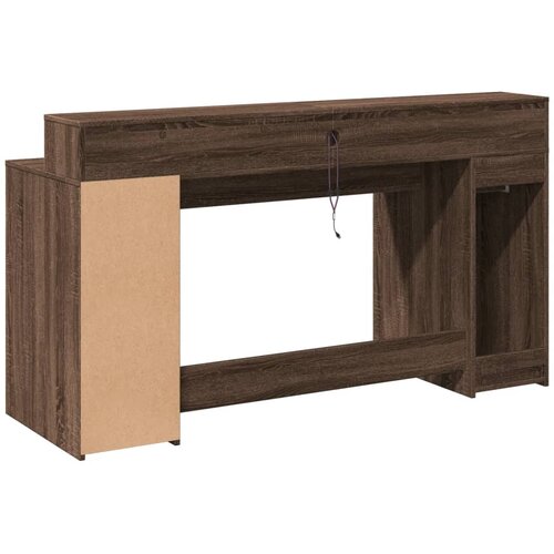  Radni stol s LED svjetlima smeđa boja hrasta 160x55x91cm drveni Slike