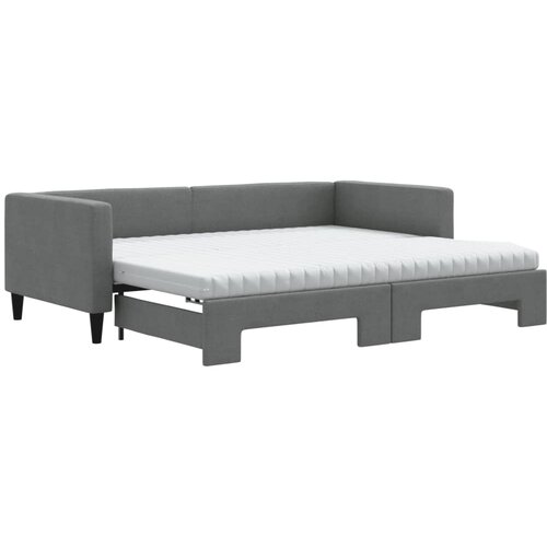 vidaXL Izvlečna dnevna postelja z vzmetnicami tm. siva 90x200 cm blago, (20787933) Cene