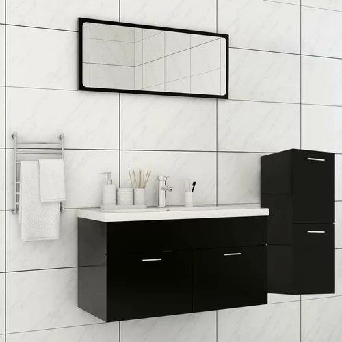  Komplet kopalniškega pohištva črne barve iverna plošča, (20909351)