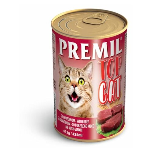 Premil vlažna hrana za mačke top cat govedina 415g Slike