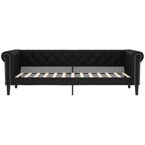  Dnevni krevet crni 90 x 200 cm od umjetne kože Slike