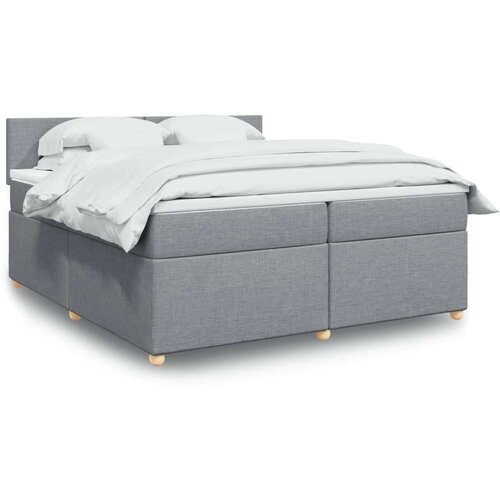  Krevet s oprugama i madracem svjetlosivi 200 x 200cm od tkanine Slike