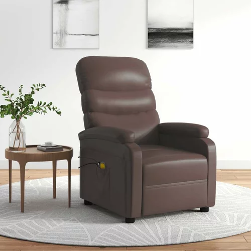 Električna masažna fotelja od umjetne kože smeđa