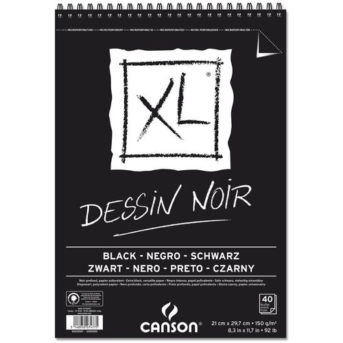 Canson Skicirka spirala XL Black A4 150 g, 40 listna, (22005485) Slike