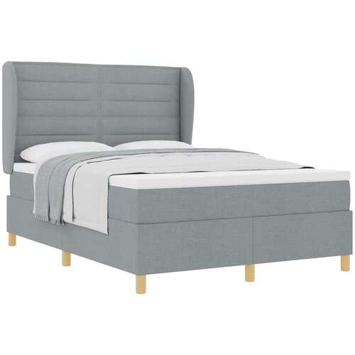 VidaXL Posteljni vzmet z vzmetnico Svetlo siva 140x200 cm Tkanina Slike