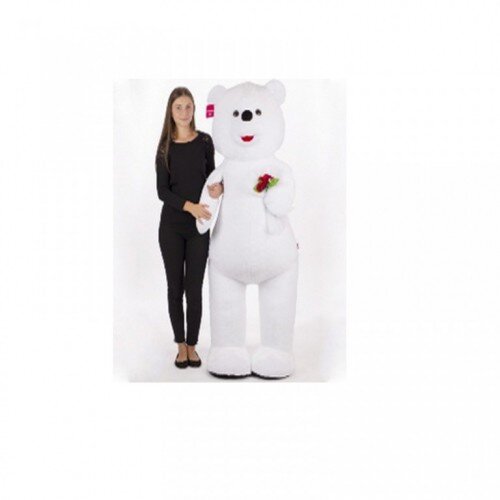 Pli&amp;scaron;ani beli medved sa ružama 160cm Slike