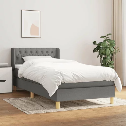  Box spring postelja z vzmetnico temno siva 90x200 cm blago, (20726866)