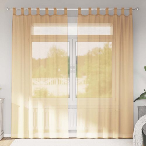 Voile zavjese s petljama 2 kom pijesak 140x225 cm Cene