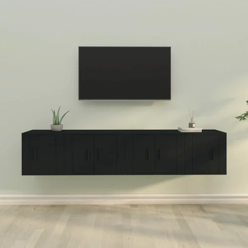vidaXL 4-dijelni set TV ormarića crni od konstruiranog drva
