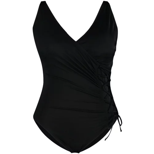 Trendyol Curve Plus Size Swimsuit - Black - Plain