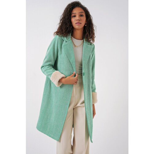 Bigdart 9085 Herringbone Cashmere Coat - E.Green Cene