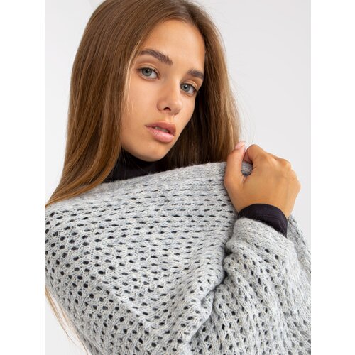 Fashion Hunters Gray oversize long openwork cardigan OCH BELLA Slike