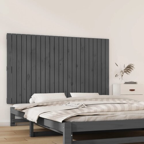 vidaXL Stensko posteljno vzglavje sivo 147x3x90 cm trdna borovina Cene
