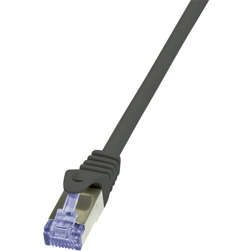 Logilink CQ3013S RJ45 omrežni kabel\, Patch kabel CAT 6a S/FTP 0.25 m črna ognjevaren\, z za&scaron;čitnim zapornim zatičem 1 kos, (20418405) Cene