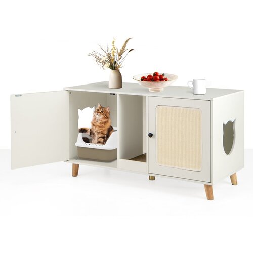 Costway Bela omara za mačje strani&scaron;če z MDF in sizalom - eleganten in diskreten prostor za va&scaron;o mačko, (5000491625) Cene