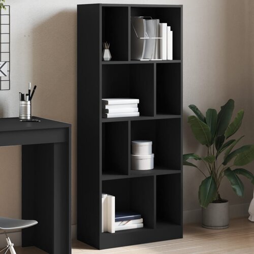 vidaXL Knjižna omara črna 57x28,5x141 cm inženirski les Cene