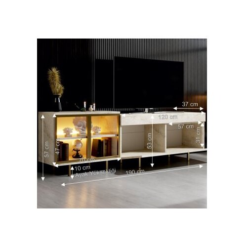 Hanah home TV polica Vienna Travertine Gold Slike