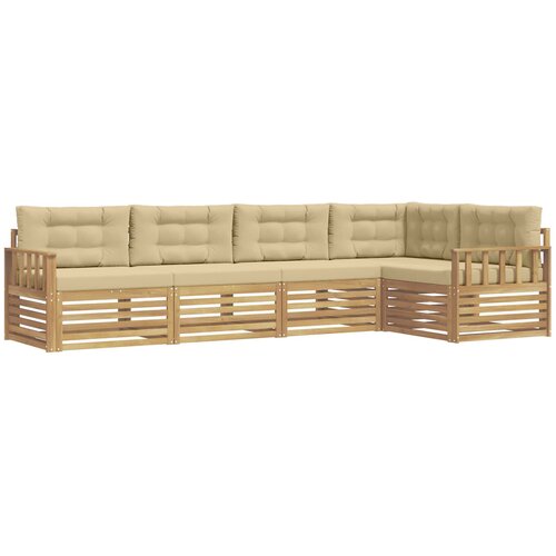 vidaXL Zunanja garnitura za sedenje 6 pcs Bela in bež Poliester, (5000281757) Cene