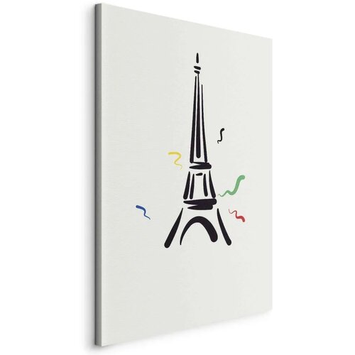  Slika - Black Graphic Drawing of the Eiffel Tower on a Cream Background 60x90 Standard Cene