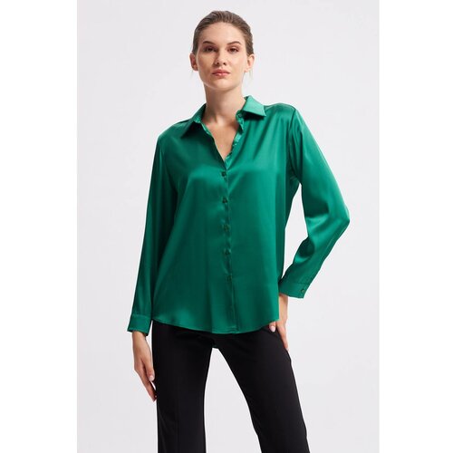 Gusto Satin Shirt - Green Cene