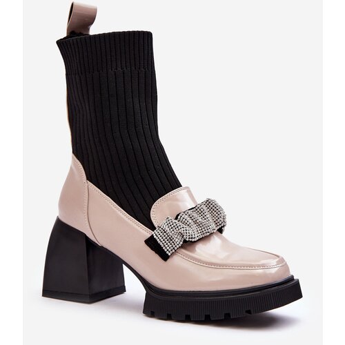Kesi Women&amp;#039;s boots with high socks, beige S.Barski Slike
