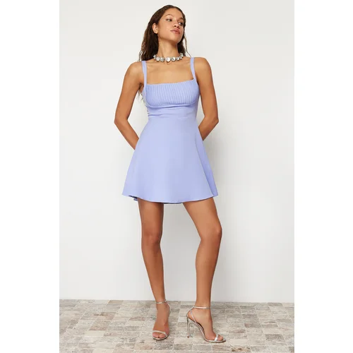 Trendyol Light Blue Waist Opening/Skater Mini Dress