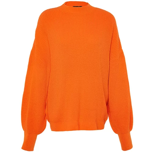 Trendyol Orange Wide Fit Crew Neck Knitwear Sweater