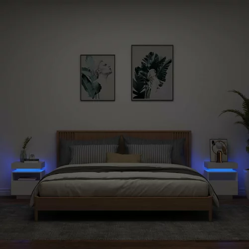  Noćni ormarići s LED svjetlima 2 kom bijeli 40 x 39 x 48,5 cm