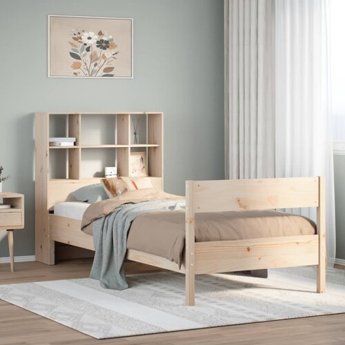 VidaXL Krevet s regalom za knjige bez madraca 100 x 200 cm od borovine Slike