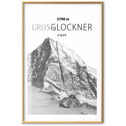  Plakat - Majestic mountain peak Glosslockner mountain crown mountain landscape 60x90 Zlatni okvir s margom Cene