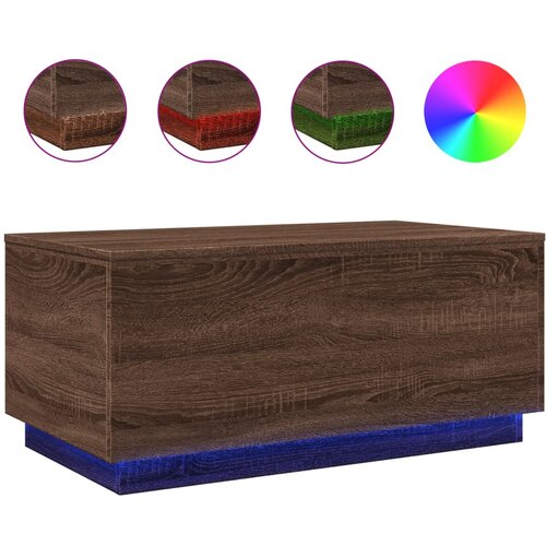 Maison Chic Klubska mizica - kavna mizica - Nizka mizica z LED lučkami rjavi hrast 90x50x40 cm, (21752529) Slike