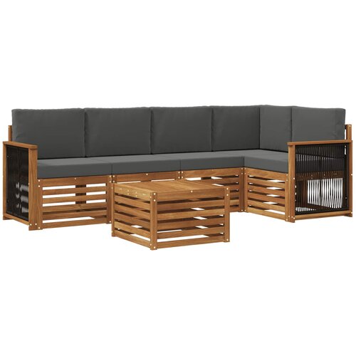vidaXL Kotna sedežna garnitura z blazino 5 pcs Naravna in antracitna, (5000283308) Cene