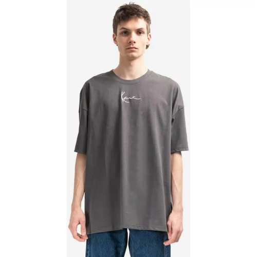 Karl Kani Bombažna kratka majica Small Signature Heavy Jersey siva barva