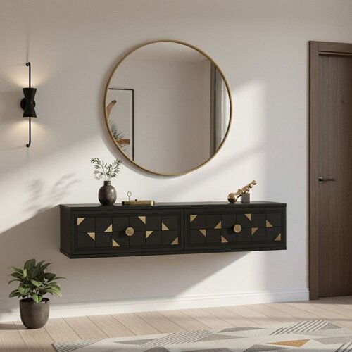 Hanah home komoda Moka 120, 120 cm, antracit / zlatna Cene