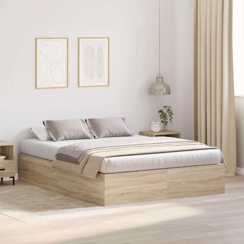 Krevet s ladicama Sonoma hrast 140 x 190 cm Konstruirano drvo Cijene