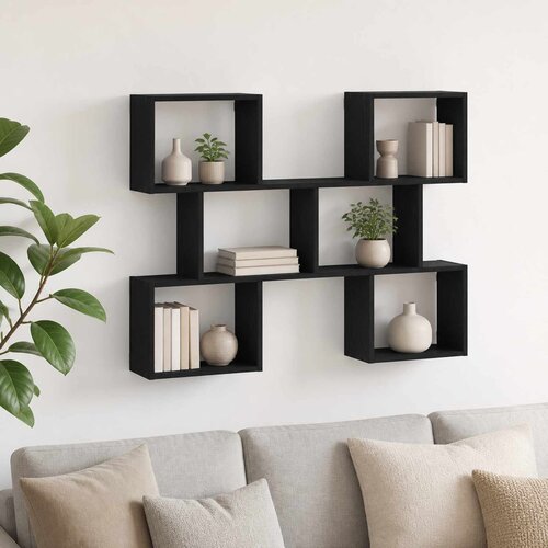  Polica na zidu Crna 103 x 17 x 80 cm Konstruirano drvo Slike