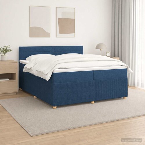  Boxspring krevet s madracem Plava 200 x 200 cm Tkanina Slike