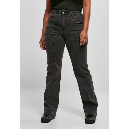 UC Ladies Women's high-waisted denim trousers with a straight slit in black