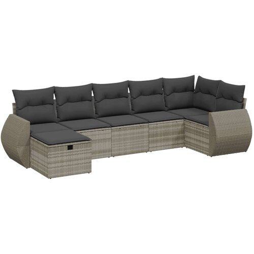 vidaXL 7-dijelni set vrtnih sofa svjetlosivi od poliratana Cene