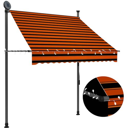 Tenda na ručno uvlačenje s LED svjetlom 150 cm narančasto-smeđa Cene