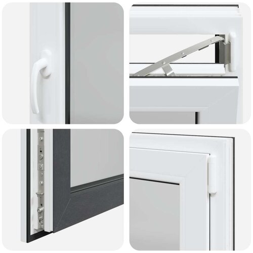  Prozor za podrum RISOR Antracit 80 x 50 cm PVC i staklo - Antracit 80 x 60 cm (trostruki sloj) Naginjanje i okretanje desno Slike