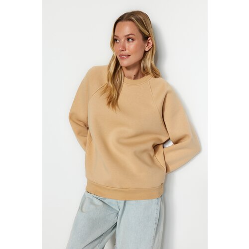 Trendyol Mink Relaxed/Comfortable Fit Basic Raglan Sleeve Crew Neck Knitted Sweatshirt Cene