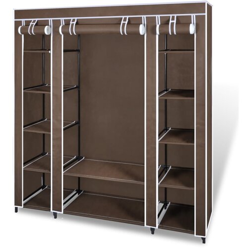 vidaXL Garderobna omara iz blaga s predelki 45x150x176 cm rjava Cene